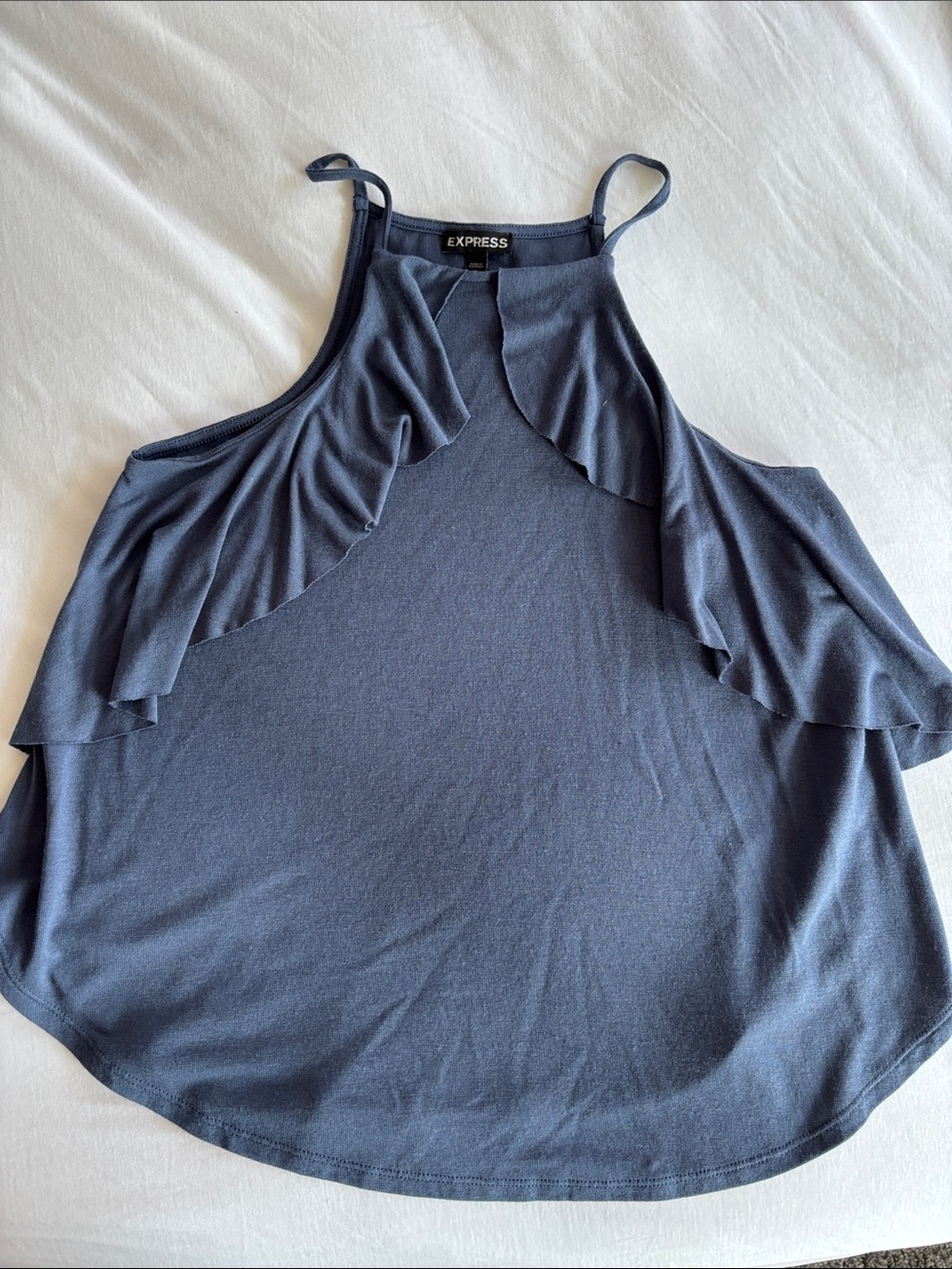 Express Blue Ruffle Knot Cami